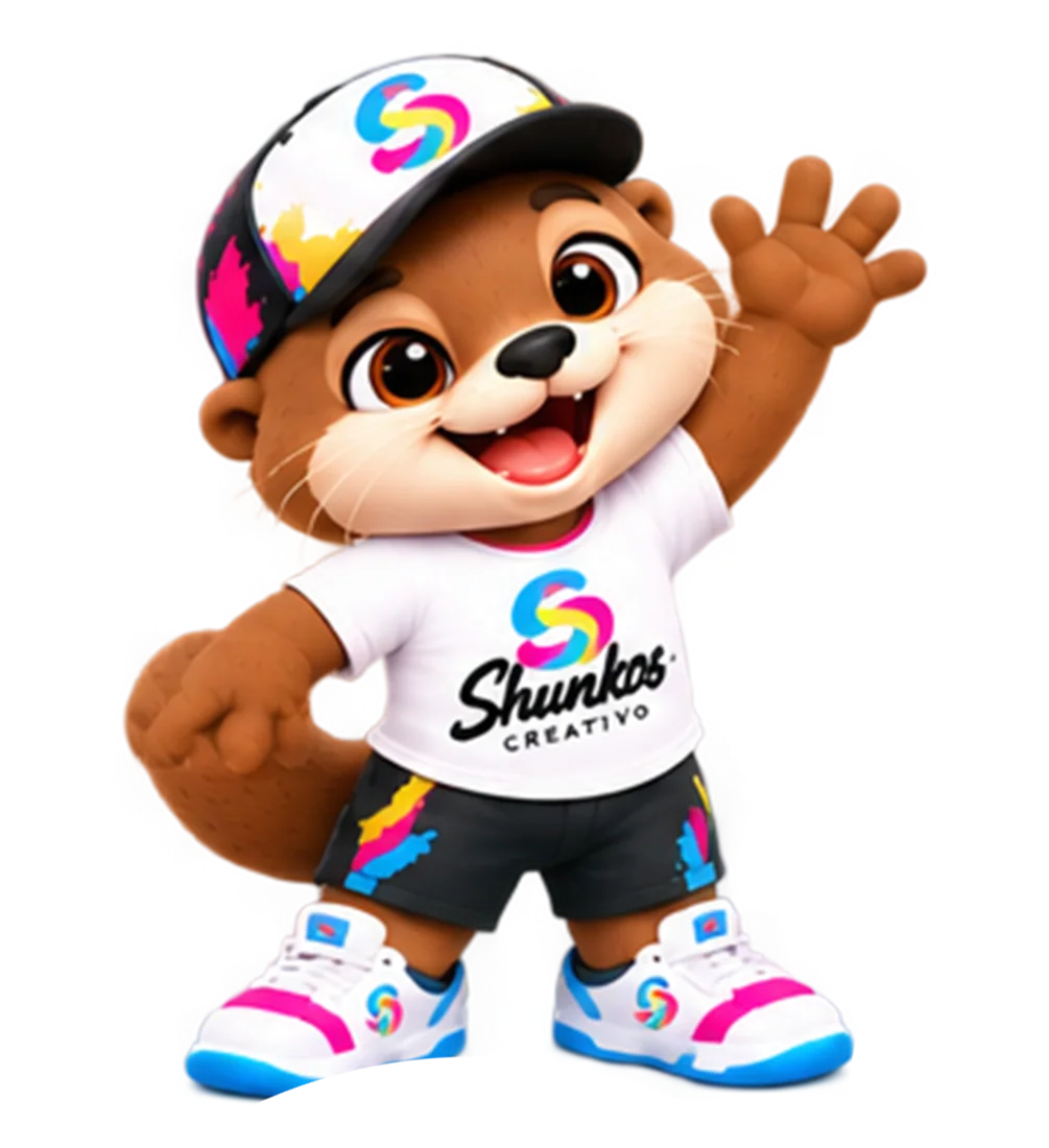 Mascota de Shunkos Creativo saludando y guiñando un ojo